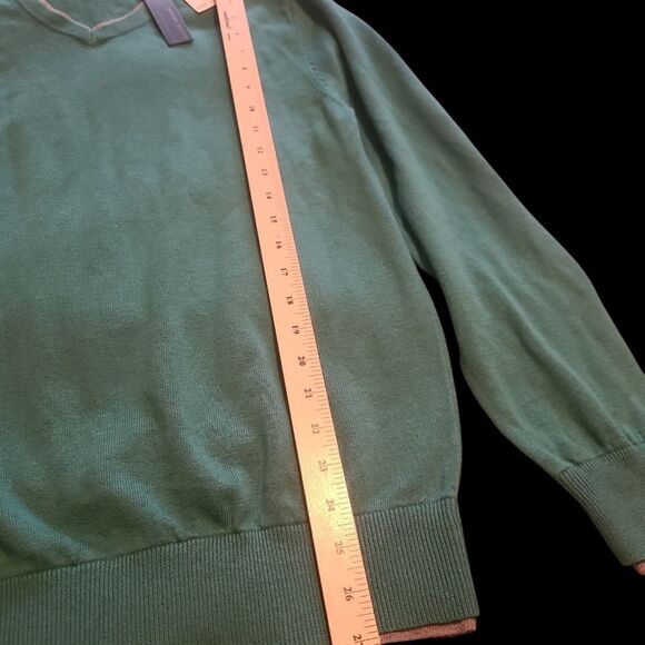 Perry Ellis Spruce Green v neck pullover er sweater sz M/M cotton poly blend - Picture 4 of 11